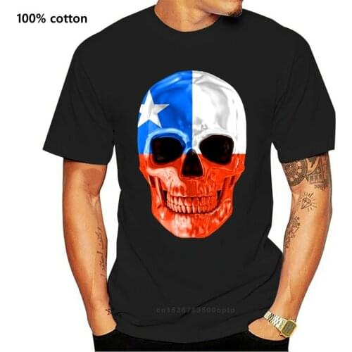 Funny Skull Flag Of Chile Tshirt Men Anti-Wrinkle Women T-Shirts Crew Neck Clothes