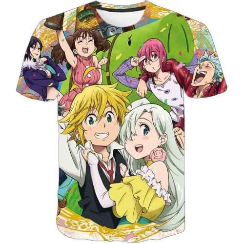 3D Printed T Shirts The Seven Deadly Sins Anime Casual Tops Streetwear Boy Girl Kids Fashion Children T-shirt Young Person Tee