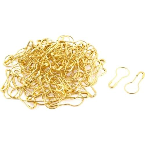 Hot 100Pcs/set Gold Tone Coilless Safety Pins Knitting Stitch Marker Pear Shape Bulb Gourd Calabash Shape Hangtag Pins