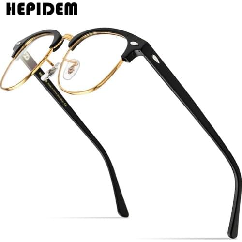 HEPIDEM Acetate Glasses Men Retro Vintage Round Eyeglasses Frame Women Myopia Optical Prescription Spectacles Eyewear 9171