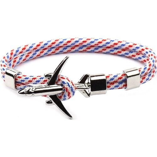 Classic Silver Aircraft Bracelet Multilayer Rope Chain Bracelet For Boy Girl Women Men Navy Style Gift