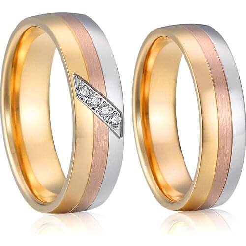 Top Quality 1 Pair Wedding Rings Set For Men And Women Titanium Stainless Steel Jewelry Couple Ring Marriage Anniversary Gift