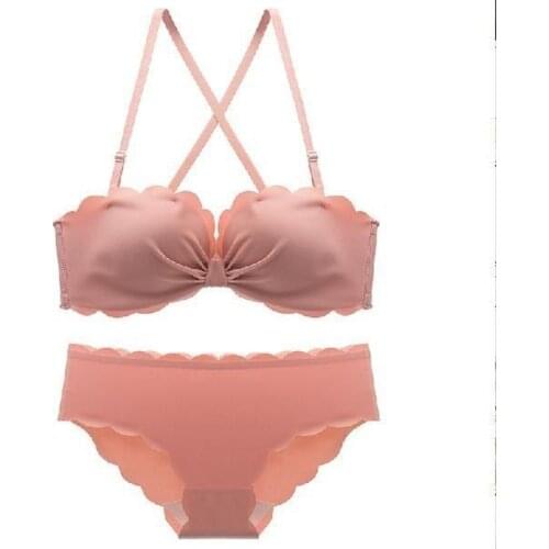 Open back bra set sexy quilted tank top bra ultra thin underwear no steel ring bra and panty set female underwear