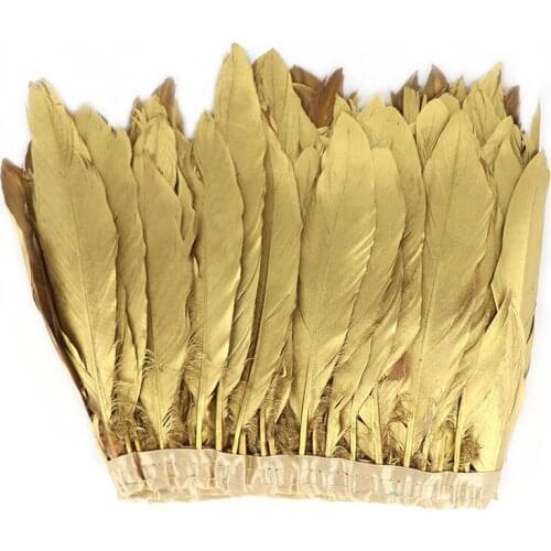 Beautiful Gold Goose Feathers Trim 15-20cm/6-8inch Feathers for Crafts Clothing Diy Wedding Sewing Craft Plumas De Faisan