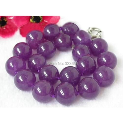 Wonderful AAA+++ 18" 14mm round purple Necklace