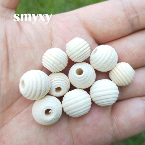 30PCS Round Thread wooden Spacer Beads Eco-Friendly Natural Color Wood Beads Lead-Free Wooden Balls DIY Jewelry Accessories