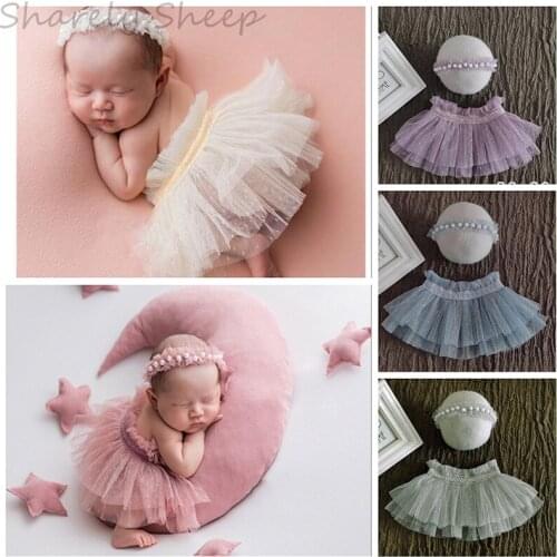 Newborn Girl Photo Shoot Lace Dress with headband Outfits Set Infant Baby Months Photography Props Clothes foto Shooting Costume