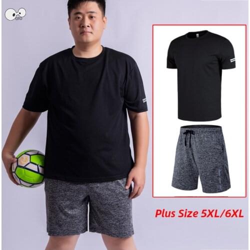 Summer Quick Dry Shorts+Shirt Sport Suit Men Plus Size 5XL 6XL Breathable Mesh Running Set Jogging Gym Fitness Tracksuit Clothes