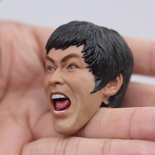 1/6 Scale Bruce Lee Head Sculpture Expression Roar Crazy Angry Shout Kung Fu Superstar 12'' Action Figure Toy Head Accessories