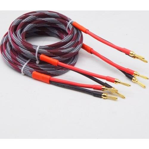 Oxygen-Free Copper Speaker Cable Home Theater Amplifiler Subwoofer Banana plug Audio Cable Hifi OFC Wire Braided 2M 2.5M 3M