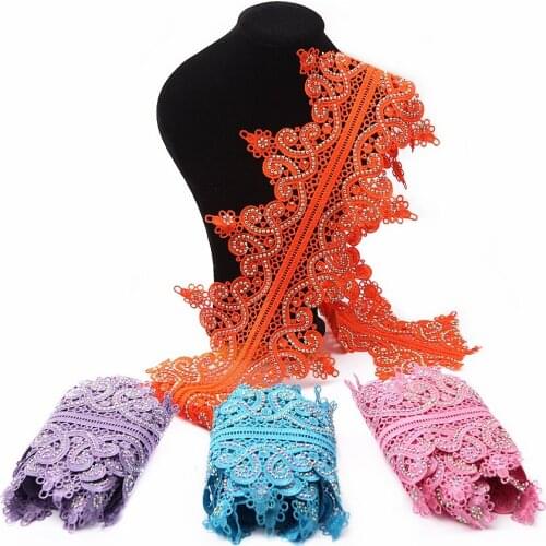 Mlaey Bling-bling Hot Drilling Lace Trim Embroid Lace Fabric DIY Craft&Sewing Dress Clothing Accessories High Quality 1Y