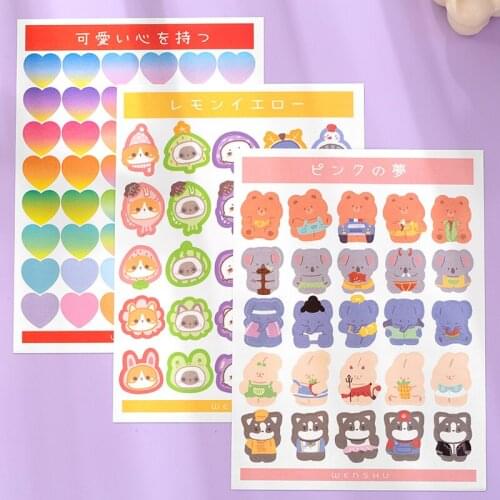 Hand account stickers decoration pattern Hand Painted Cartoons animal lovely Maiden Journal Cell phone