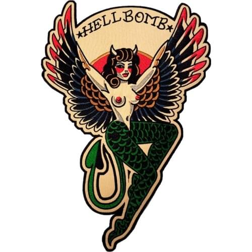 Hell Bomb Embroidery Iron on Patch Appliqued Jacket Sexy Girl MC Patches DIY for Clothing Jackets Accessories Free Shipping