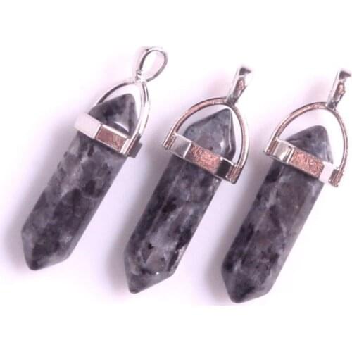 Natural Stone Labradorite Crystal Quartz Pillar Pendants Necklaces DIY Jewelry Mixed Charm Point Pendant 24pcs/lot Free Shipping