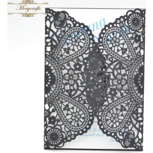 2017 Cheap Wedding Invitations Luxury Unique Flower Delicate Laser Cut Invitation Card With Free Ribbons