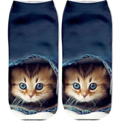 New Cute Cat 3D Print Socks Cartoon Funny Kitten Unisex Creative Multiple Cat Face Low Ankle Casual Fashion Colorful Socks