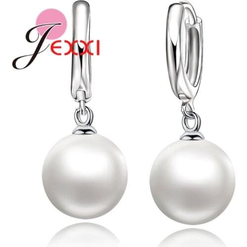 New New Fashion 925 Sterling Silver Good Pearl Earrings Pendant For Women Bridal Wedding Jewelry Accessories Present