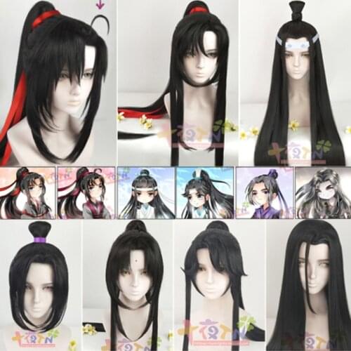 Wei Wu Xian Yiling Patriarch From Mo Dao Zu Shi Cosplay Wigs Grandmaster of Demonic Cultivation Black Synthetic Hair + Wig Cap