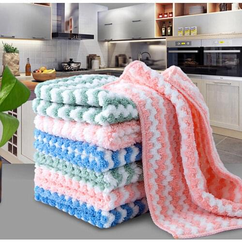 3 Colors Household Microfiber Towels For Kitchen Absorbent Thicker Cloth For Micro Fiber Wipe Table Kitchen Accessories Towel