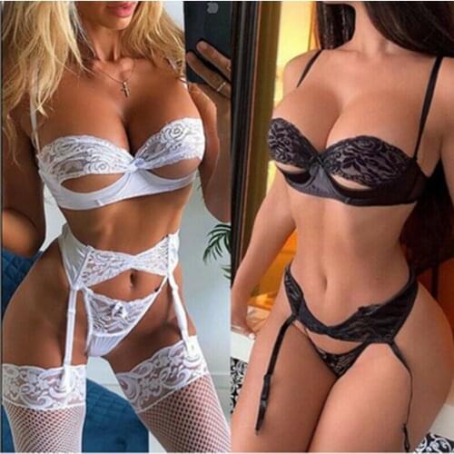 Sexy Women Lingerie Lace Bra G-string Thongs Babydoll Nightwear Sleepwear Summer Bandage Bikini Sets Push Up Bras Bathing Suit