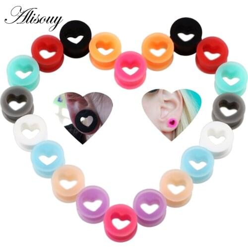 1 Pair Silicone Flexible Thin Double Flared Ear Plugs Flesh Tunnel Ear Gauge Expander Stretcher Earlets Earrings Ear Piercings