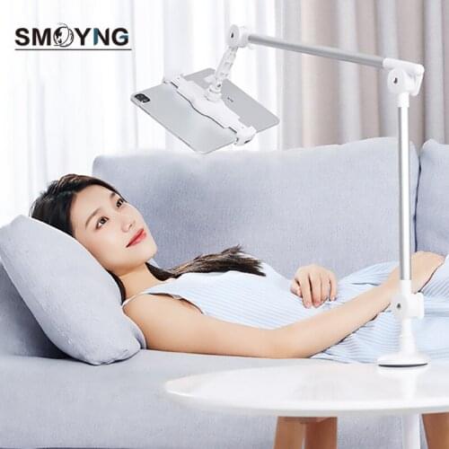 SMOYNG Long Arm Aluminum Alloy Lazy Tablet Phone Holder Stand Support For 4-11 Inch iPhone iPad Pro Adjustable Desktop Bed Mount