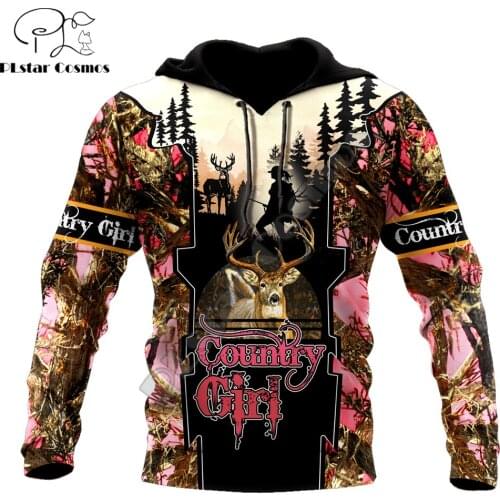 COUNTRY GIRL Deer Hunting 3D All Over Printed Men Hoodie Unisex Deluxe Hoodies Zip Pullover Casual Jacket Tracksuit KJ371