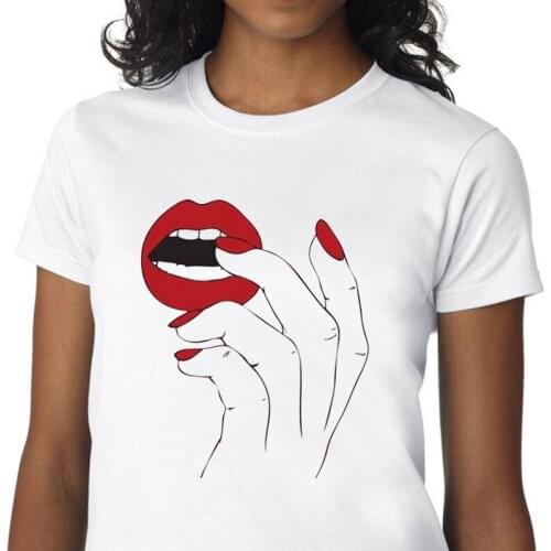 Tops Hand t-shirt gothic cute gesture vintage Lipstick tshirt women t shirt 80s grunge aesthetic clothes streetwear dropshipping