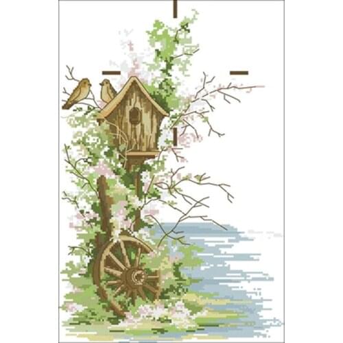 Spring clock patterns Counted Cross Stitch 11CT 14CT 18CT DIY Cross Stitch Kits Embroidery Needlework Sets home decor