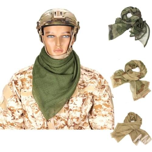 Military Tactical Scarf Camouflage Mesh Neck Scarf KeffIyeh Sniper Face Scarf Veil Shemagh Head Wrap for Outdoor Camping Hunting
