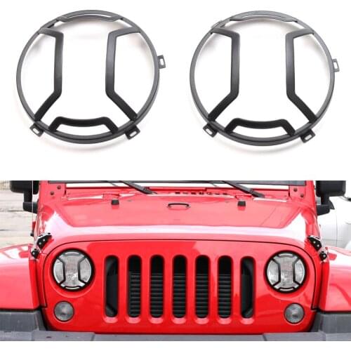 YAQUICKA 2Pcs/set Car Front Head Light Lamp Guards Cover Trim Styling For Jeep Wrangler 2007-2016 Car-covers Aluminum Alloy