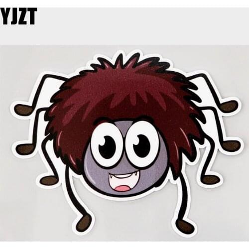 YJZT 12.6CM×10.1CM Cartoon Cute Spider Smiling Car Sticker PVC Decal 11C-0138