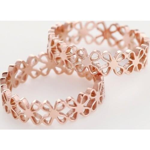 YUN RUO Four Leaf Clover Ring 2020 New Design Titanium Steel Rose Gold Color Fashion Jewelry Women Man Free Shipping USA Size