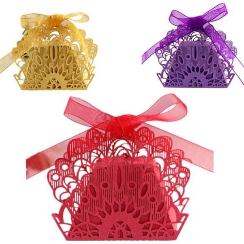 100pcs Creative Peacock 6*4*8CM Candy Box Wedding Candy Boxes Chocolate Gift Treat Boxes Wedding Valentines Day Party Favor