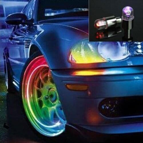 2PCS Multicolor LED Tire Valve Caps Bike Car Motorcycle Neon Light Lamp Lights