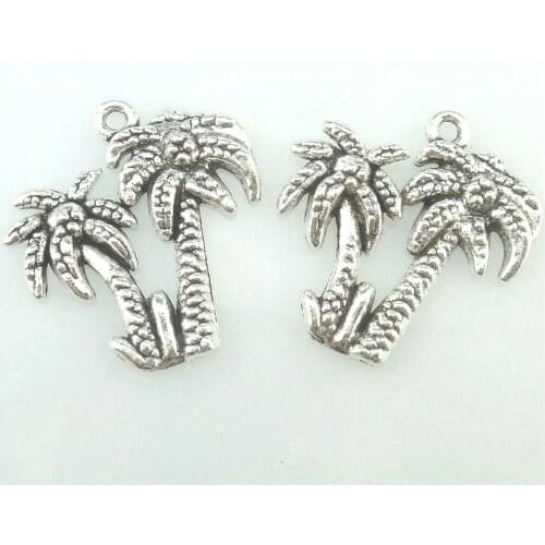 20pcs Vintage Metal Plant Tree Coconut 21*20*2mm Charms DIY Fashion Pendant for Jewelry Making Earrings Bracelet 16529
