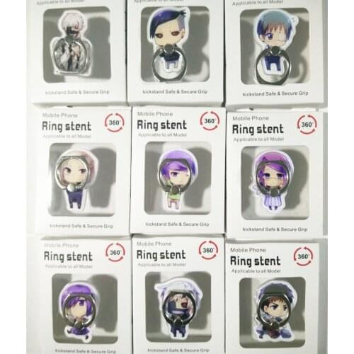 9 Pcs/lot Anime Tokyo Ghoul Finger Ring Mobile Phone Stand Holder Acrylic 360 Degree Ring Stent Action Figure Toy gift
