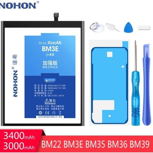 NOHON BM3E BM22 BM35 BM36 BM39 Battery For Xiaomi Mi 8 6 5 5S 4C Mi8 Mi6 Mi5 Mi4C Mi5S Replacement Phone Batteries Free Tools