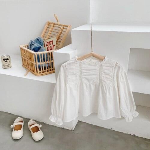 Toddler Girl Shirts Fashion Korean Lace Long Sleeve Tops for Girl Kids Clothing Autumn High Quality Children Blouses 2 3 4 5 6 Y