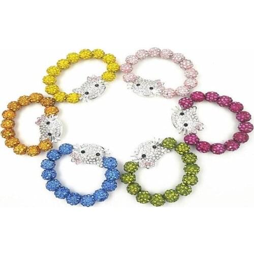 PINKSEE Beaded Bracelets Colorful Candy Color Crystal Beads Elastic Bracelets for Child Kids Girls Party Jewelry