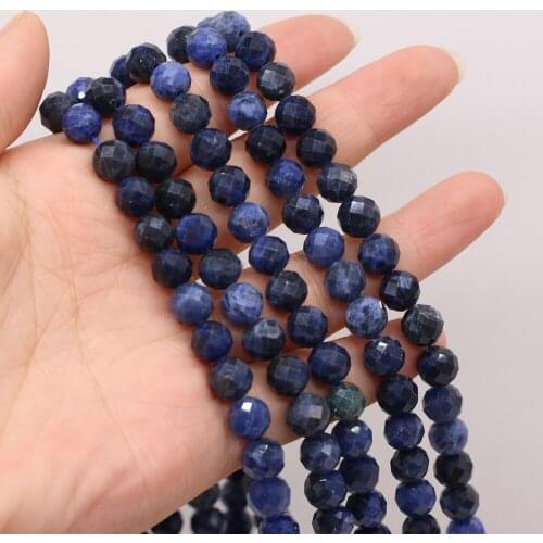 8mm Round Austria Faceted Lapis lazuli Beads Natural Stone Loose Bead for Fashion Jewelry Making Bracelet Necklace Crafts