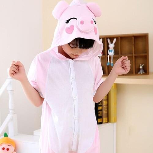 Kigurumi Pig Kids Pajama Pijama Children Animal Cartoon Cosplay Costume Summer Boy Girl Onesie Cotton Short Sleeve Sleepwear