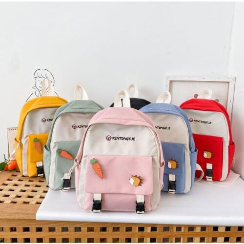Unisex Cartoon Carrot Animal Backpack Baby Girls Boys Cute Zipper Schoolbag Double Shoulder Bags with Adjustable Straps
