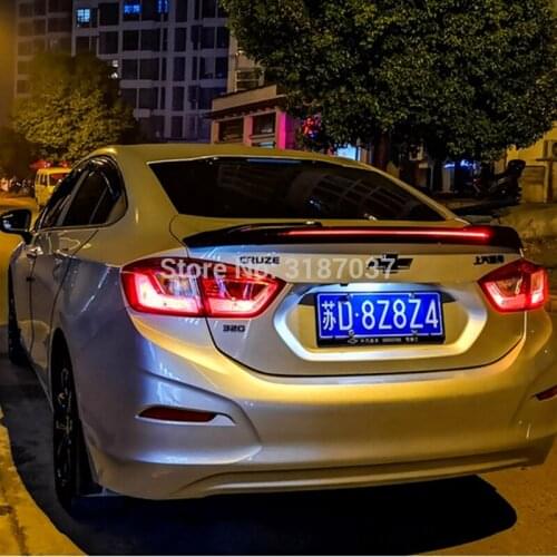 For Chevrolet Cruze LED Spoiler ABS Plastic Rear Roof Spoiler Wing Trunk Lip Boot Cover Car Styling