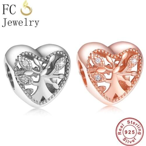 FC Jewelry Fit Original BrandCharm Bracelet 100% 925 Silver Rose Gold Life Tree Bead Making Women Family Mom Berloque 2020