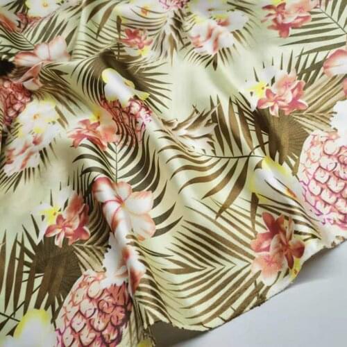 Hawaii Flower Print Polyester Holiday Style Satin Soft Silky Craft Sewing Sateen Tilda Scarf Fabric