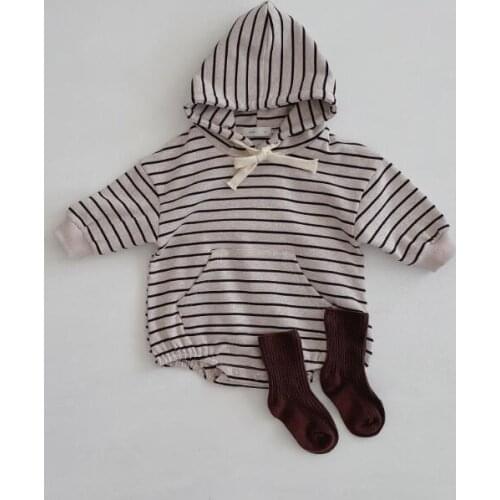 2020 new baby girls striped hooded romper autumn cotton fashion babys jumpsuit 6-24 month YC231