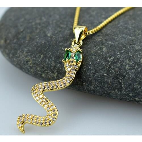 AAA Cubic Zircon Snake Pendant Snake Pendant Necklace Green Eyes Zirconia Hip Hop Fashion Jewelry Dropshipping