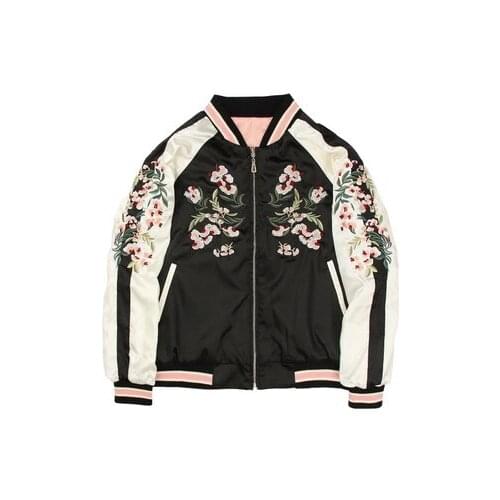 Makuluya Yokosuka Reversible Street High Quality Women Men Flowers Printed Embroidery Baseball Casual Flight Jacket Coats L6