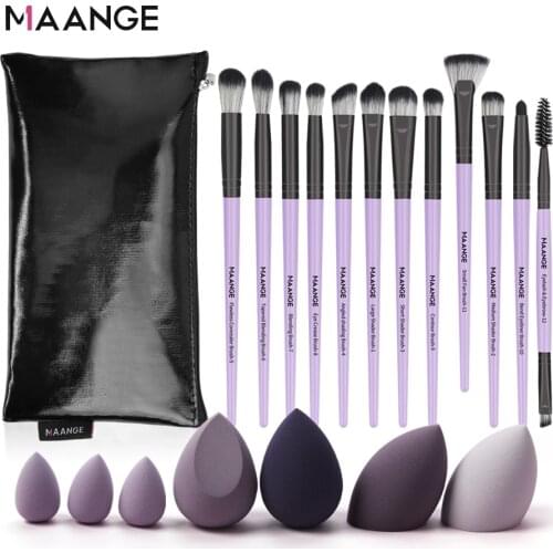 MAANGE Pro Eye Shadow Makup Brush Set with Bag and Puff Eyebrow Eyeline EyeShadow Foundation BB Cream Make Up Keeping Set Tool